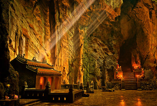 Mystical Troglodyte temple, Huyen Khong grotto, Marble Mountains, Da Nang, Vietnam